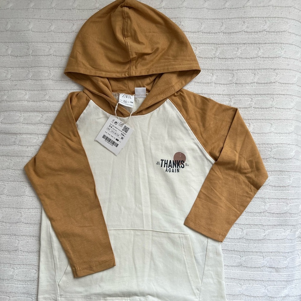 Zara boys top, size 3-4 yrs, color beige and light brown